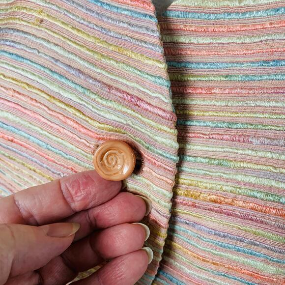 Vintage Bergamo By Ebi Size 4 2-Piece Suit Skirt w/ Blazer Jacket Tweed Striped - Picture 8 of 11